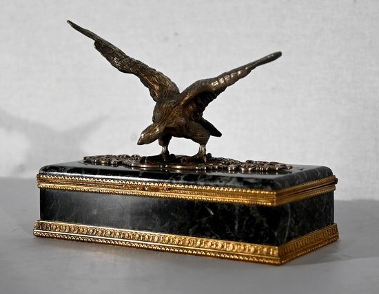 Rare Office Necessary in Marble and Bronze, Empire style - 2nd half of the 19th century
