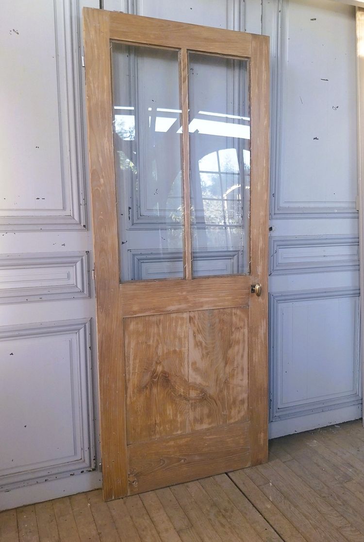 Charmante porte vitrée ancienne en châtaignier