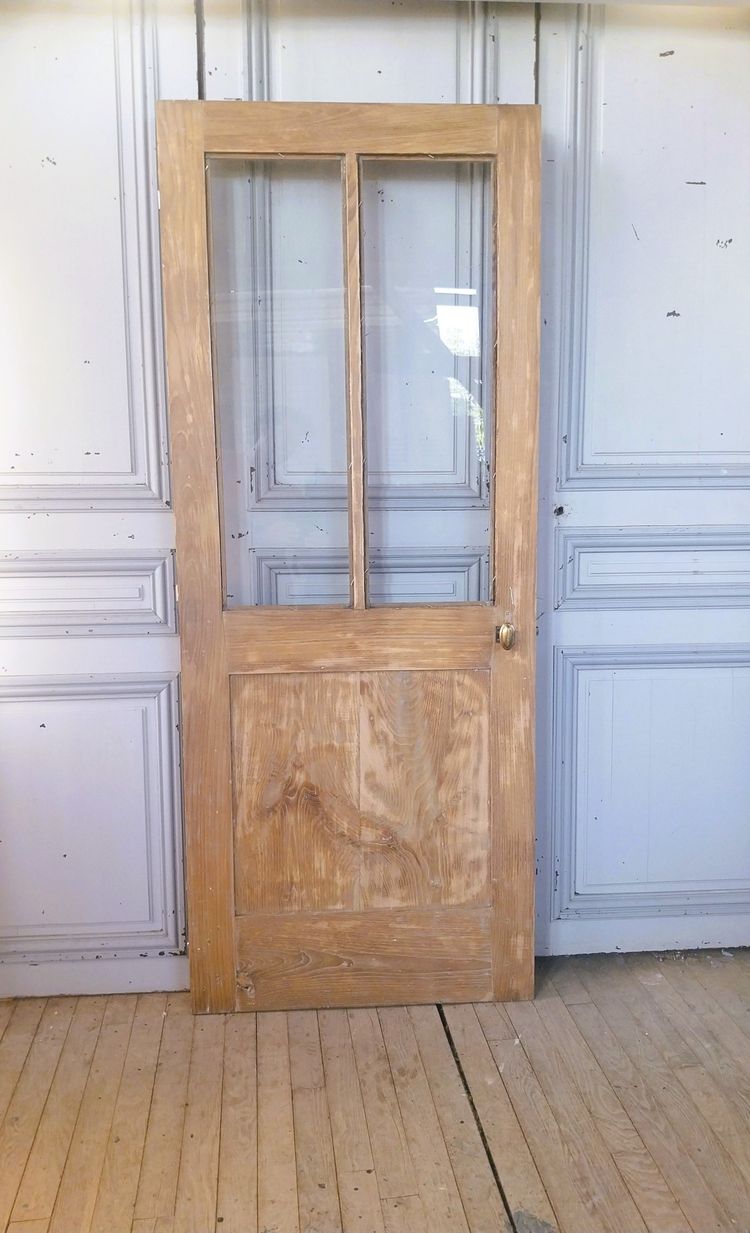 Charmante porte vitrée ancienne en châtaignier