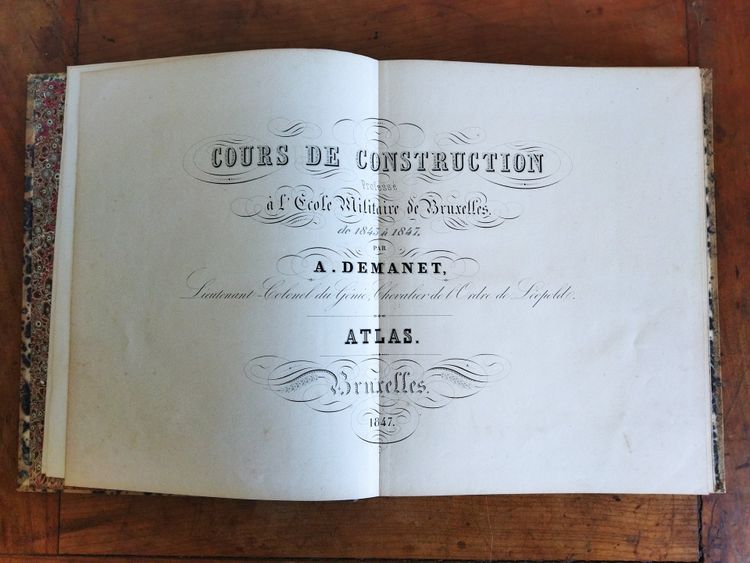 COURS DE CONSTRUCTION École Militaire BRUXELLES par DEMANET 1847  Planches Techniques COLLECTION