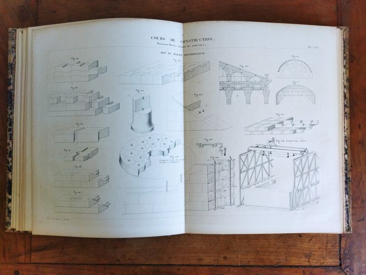 COURS DE CONSTRUCTION École Militaire BRUXELLES par DEMANET 1847  Planches Techniques COLLECTION