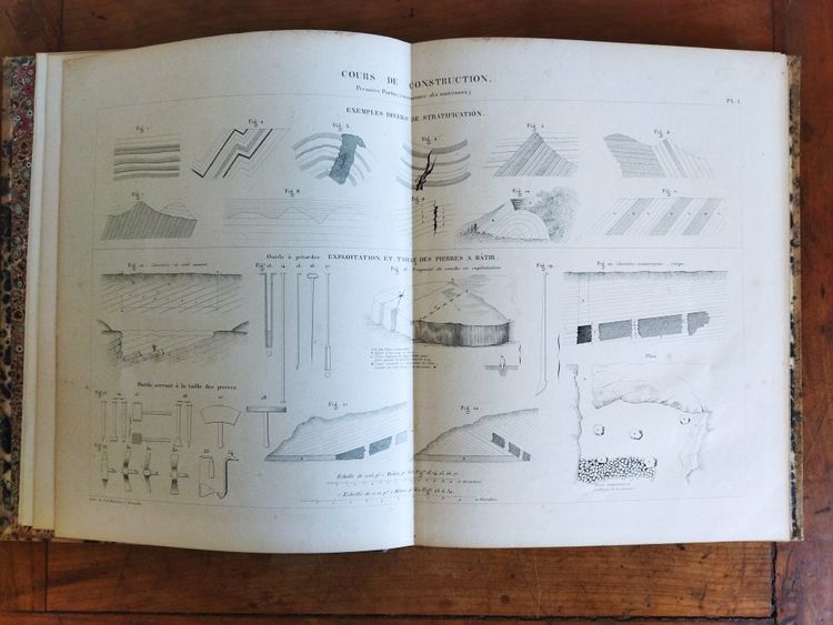 COURS DE CONSTRUCTION École Militaire BRUXELLES par DEMANET 1847  Planches Techniques COLLECTION