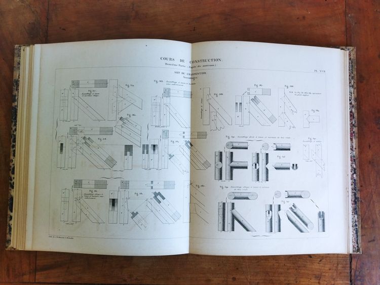 COURS DE CONSTRUCTION École Militaire BRUXELLES par DEMANET 1847  Planches Techniques COLLECTION