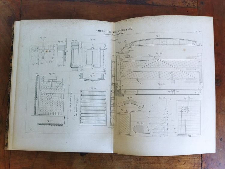 COURS DE CONSTRUCTION École Militaire BRUXELLES par DEMANET 1847  Planches Techniques COLLECTION