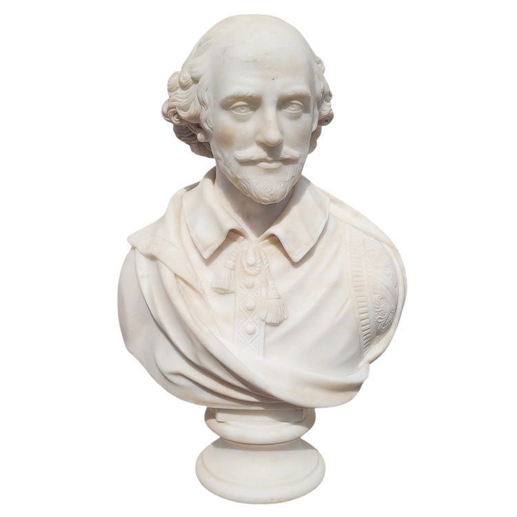 Shakespeare, Buste H70m,  marbre blanc, XIXème siècle
