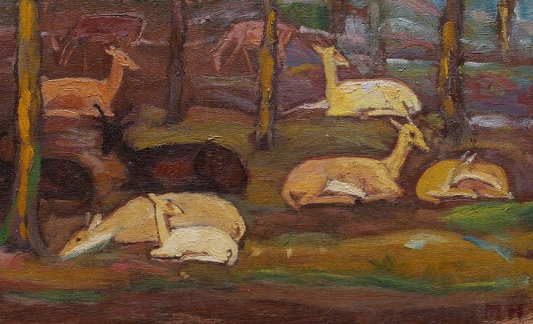 Mateo HERNÁNDEZ SÁNCHEZ, „Rehe im Wald“, Tierbild