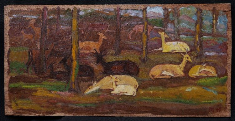 Mateo HERNÁNDEZ SÁNCHEZ, „Rehe im Wald“, Tierbild