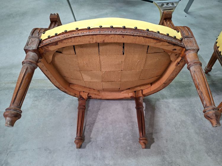 Paire de fauteuils cabriolets Louis XVI – Décor original de baigneurs Blédina 