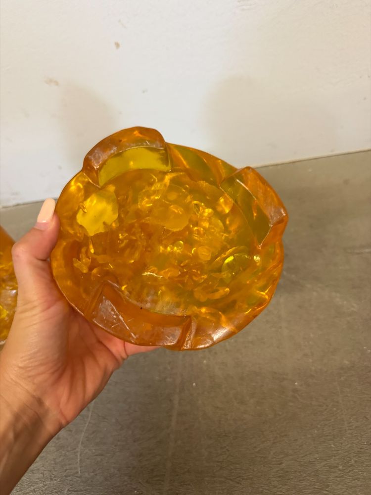 Vintage Chinese Amber Hand with Carved Buddha, 31x16 cm