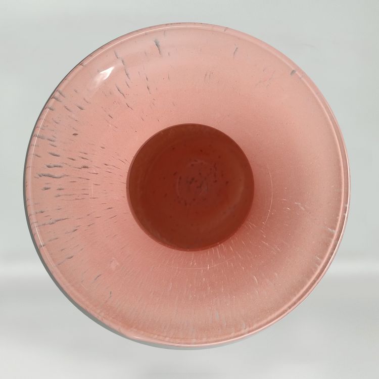 Vaso rosa antico soffiato a Murano degli anni ’70, opera del Maestro del Vetro