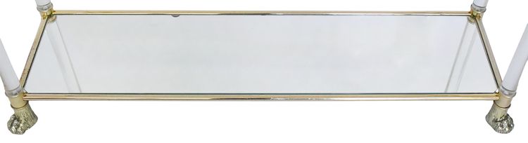 Console a tre ripiani in plexiglas in stile Hollywood Regency