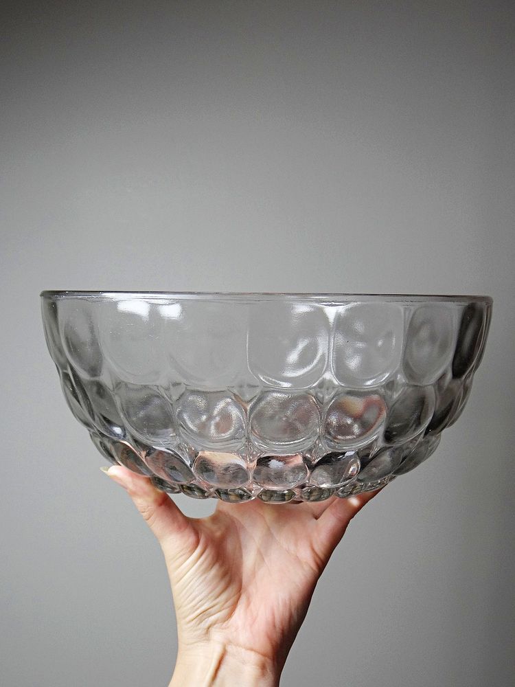 Très rare grand saladier "Billes" René Lalique verre, ancien Art Déco circa 1937