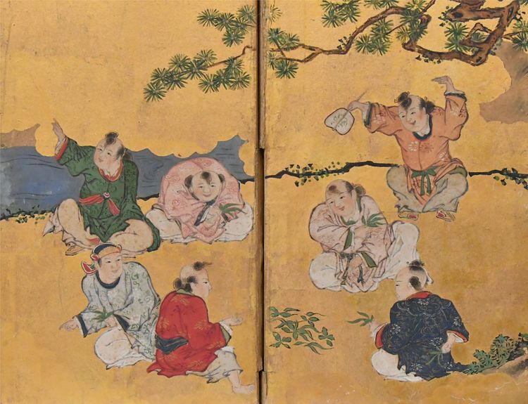 Paravent de table japonais à six feuilles