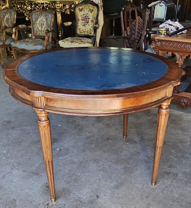 LOUIS XVI-STYLE ROUND EXTENDING GAME TABLE OR SIDE TABLE