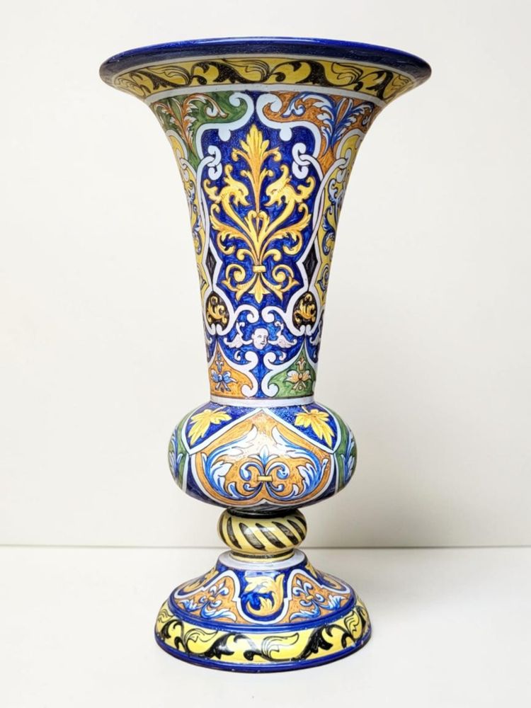 Nevers earthenware cone-shaped vase / Montagnon, early 20th century