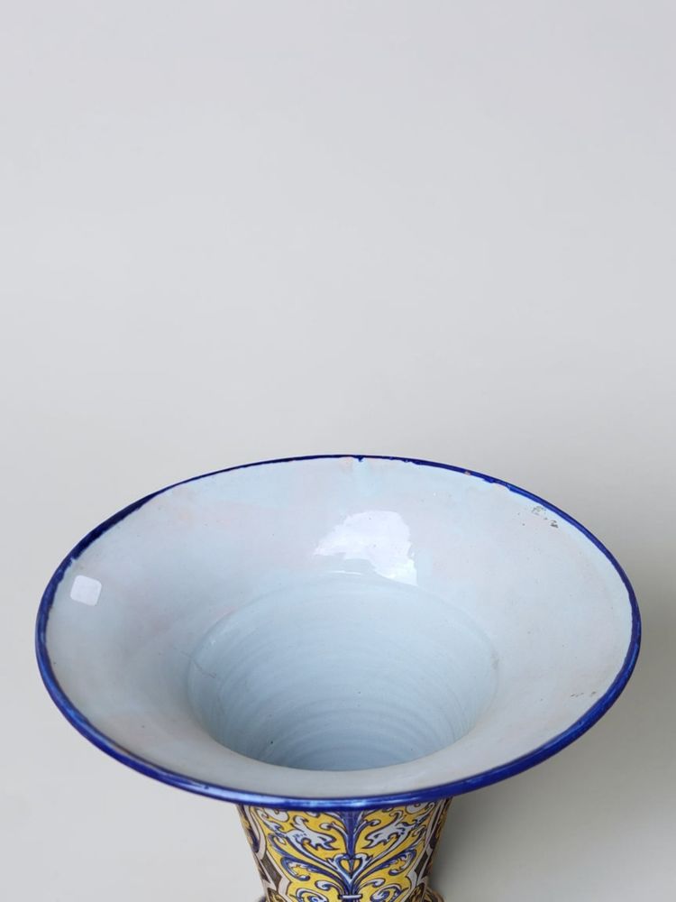 Nevers earthenware cone-shaped vase / Montagnon, early 20th century