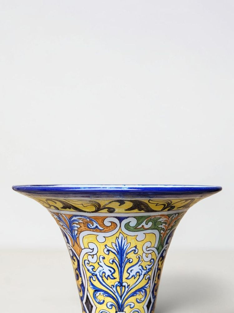 Nevers earthenware cone-shaped vase / Montagnon, early 20th century