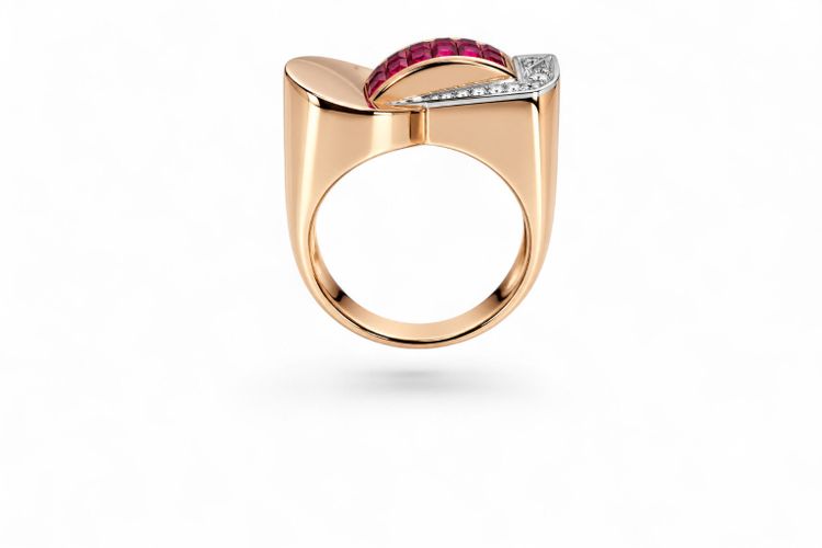 Retro Ruby and Diamond Ring