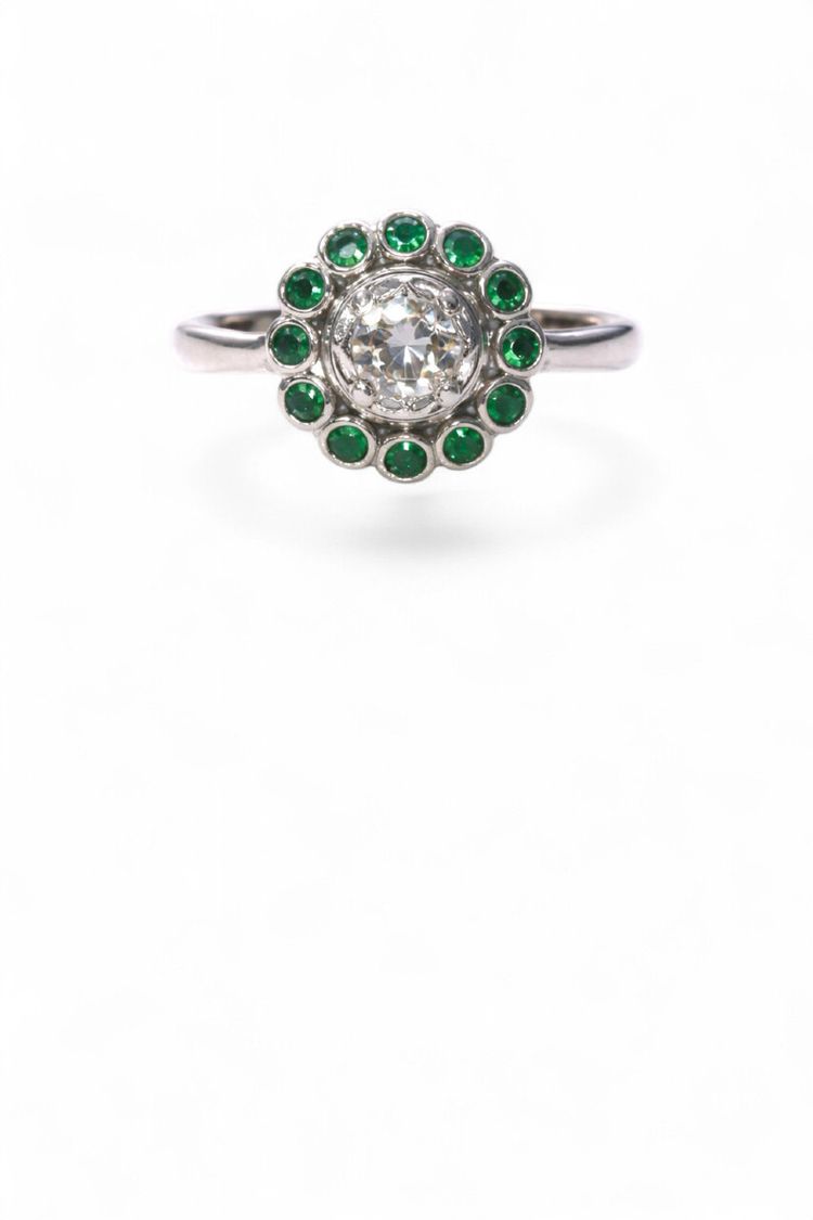 Art Deco Diamond and Emerald Ring