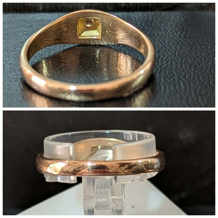 Vintage Art Deco solitaire band ring in 18k/750 gold set with a diamond of approximately 0.05ct