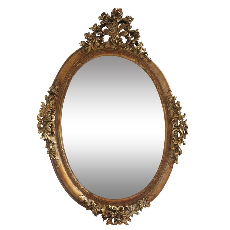 Grand miroir ovale, cadre Louis XIV 96 x 127 cm,  bois sculpté et doré XVIIème