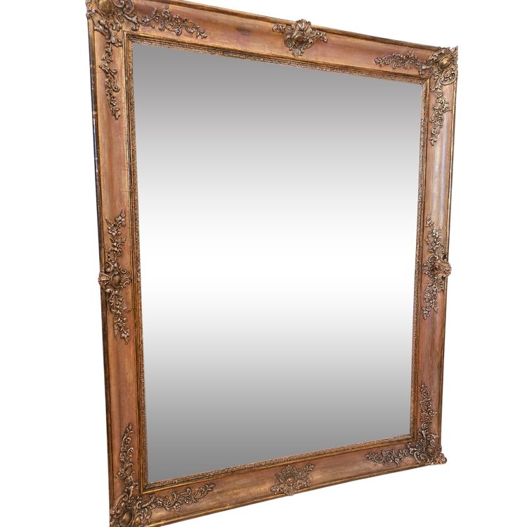 miroir ancien rectangle 86 x 107 cm, glace mercure, XIXème