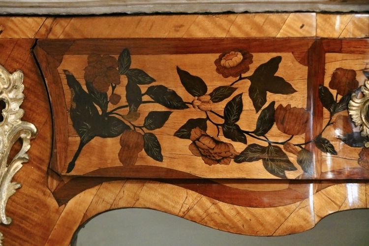 Coppia di comò in stile consolle Luigi XV con marchio Carel