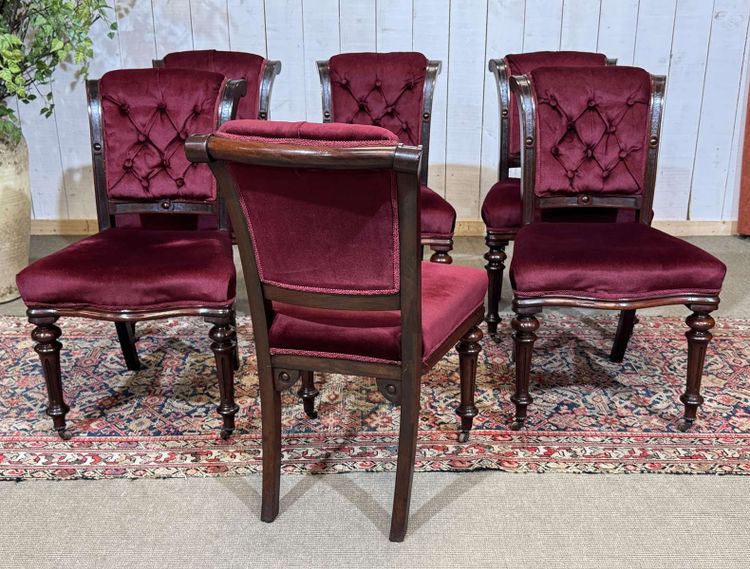 Suite de 6 chaises Victorienne XIXème en acajou