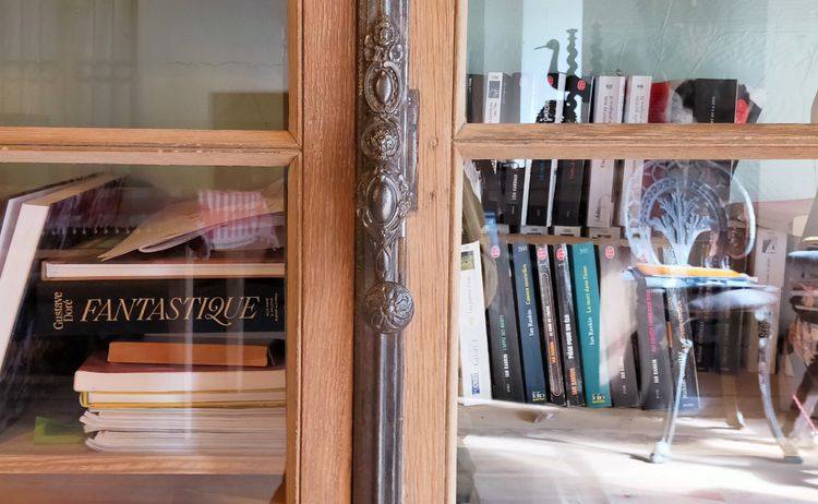 Grande finestra antica da castello del XIX secolo con maniglia per vetrina, libreria, armadio, porta