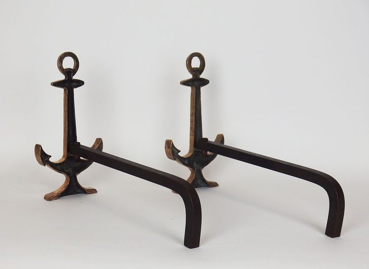 Pair of "Marine Anchor" andirons