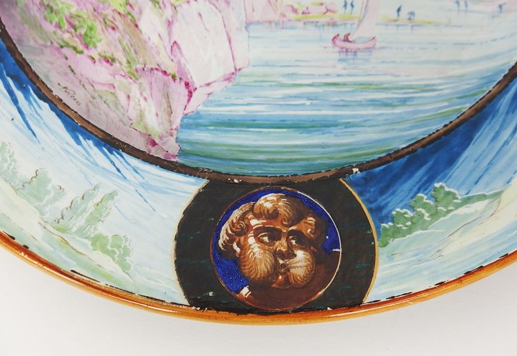 Large decorative earthenware dish from Creil and Montereau