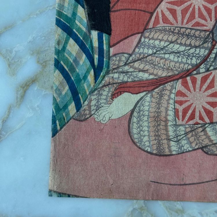 Prima stampa giapponese di Toyokuni III Kunisada, donna a riposo