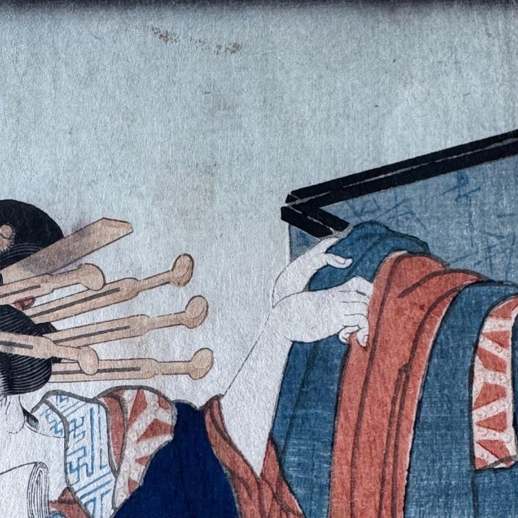 Old Japanese print Toyokuni III Kunisada woman in kimono