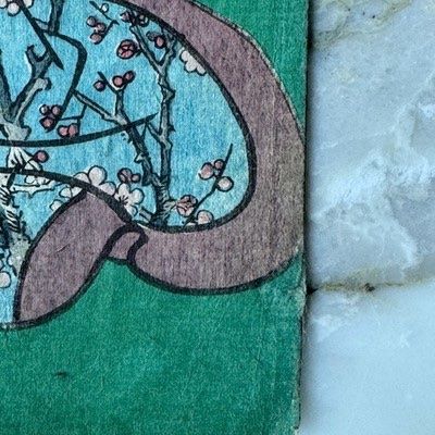 Stampa giapponese antica Toyokuni III Kunisada raffigurante due donne in kimono