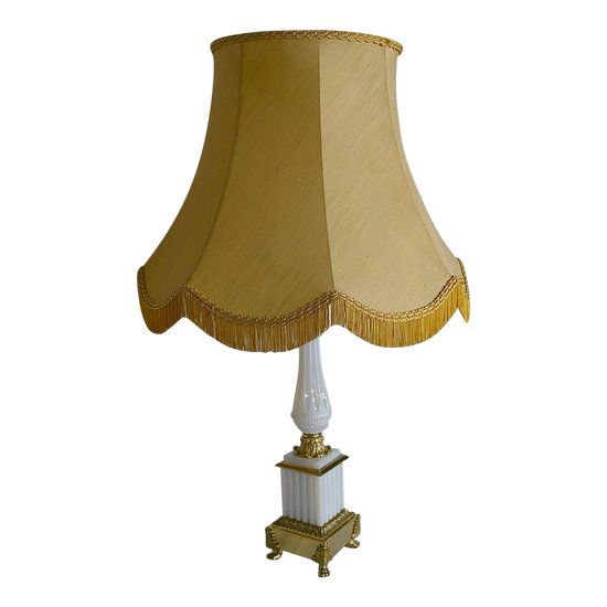 Importante lampada in opalino e bronzo, stile Luigi XVI – 1950