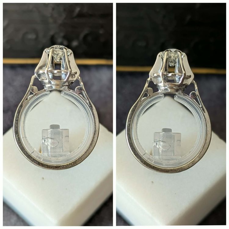 Art Deco French solitaire ring in 18k gold and a 0.40-0.45 carat old-cut diamond