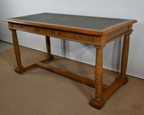 Flacher Schreibtisch, Eiche massiv, Empire-Geschmack – 1950