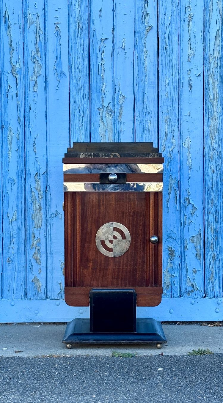 Art Deco Bedside Table with Portor Marble Top, 1930s
