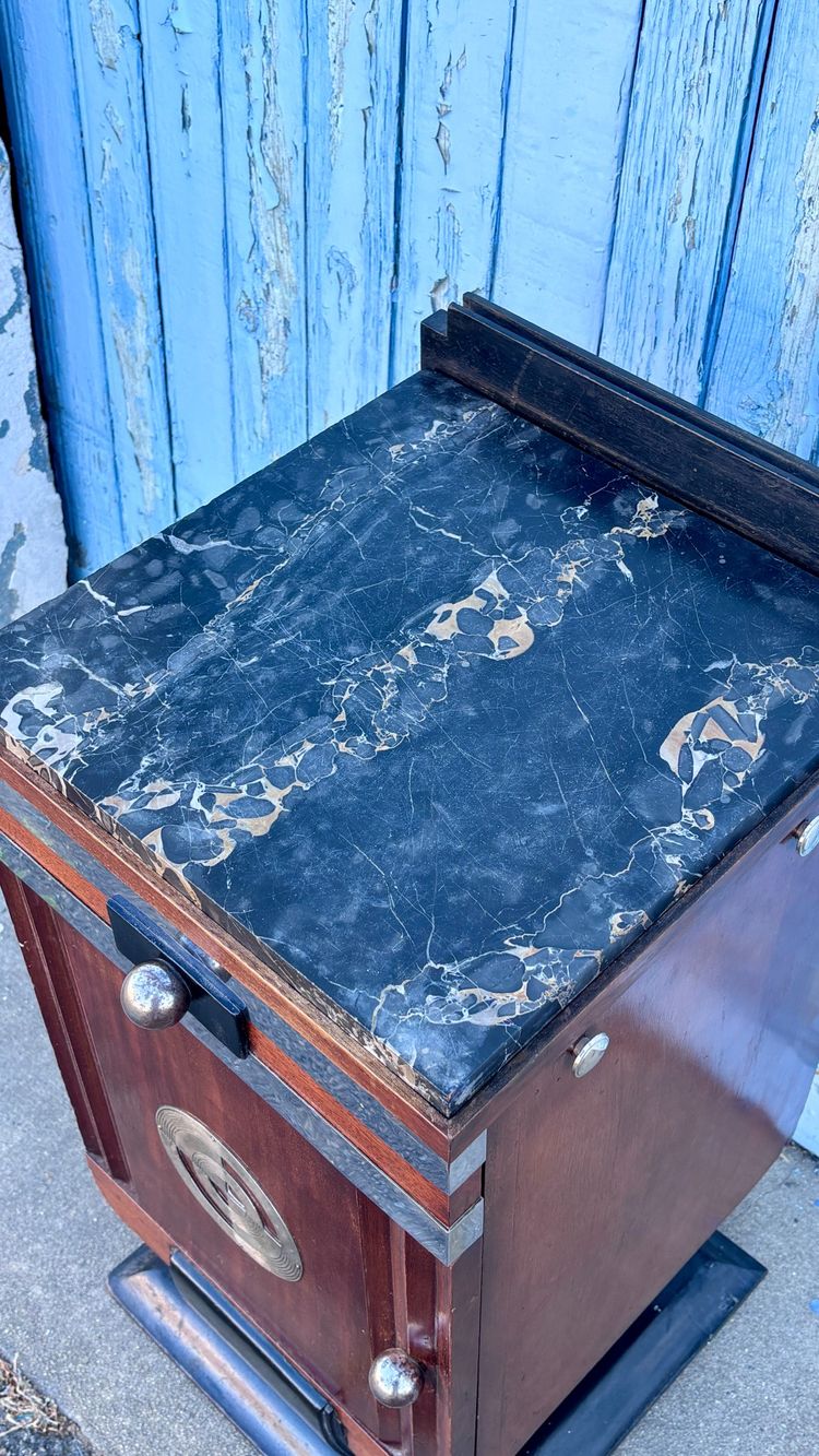 Art Deco Bedside Table with Portor Marble Top, 1930s