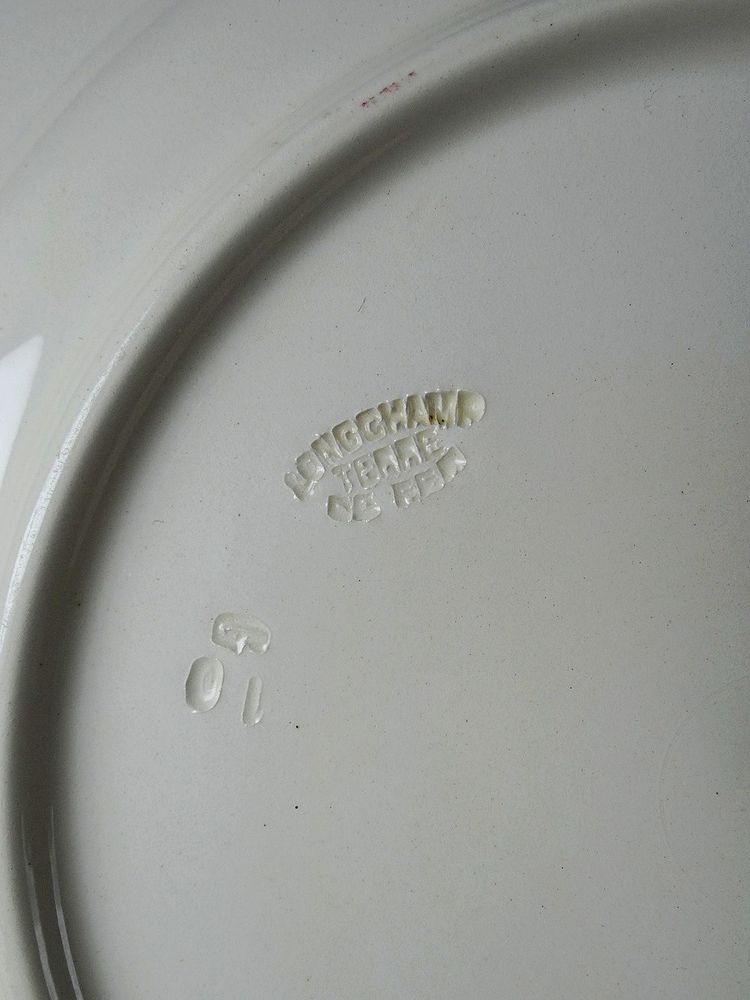 Antike Longchamp-Servierplatte aus polychromem Steingut mit Gänseblümchenmotiv, 19. Jahrhundert