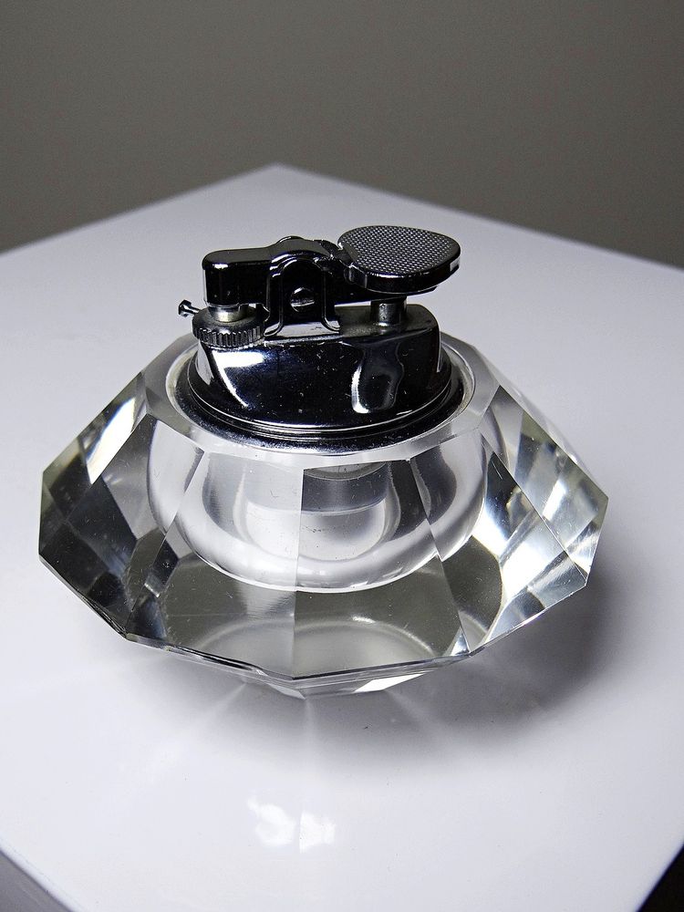 Vintage Murano crystal table lighter, attributed to Antonio Imperatore, 1970s