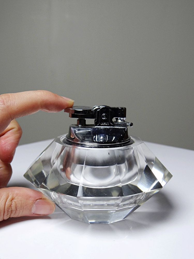 Vintage Murano crystal table lighter, attributed to Antonio Imperatore, 1970s