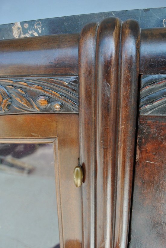 Credenza in mogano Art Déco con piano in marmo Portor