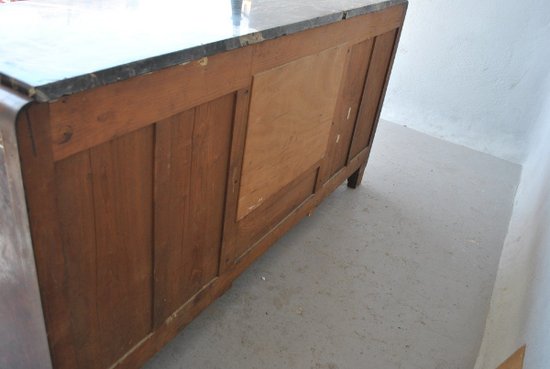 Credenza in mogano Art Déco con piano in marmo Portor