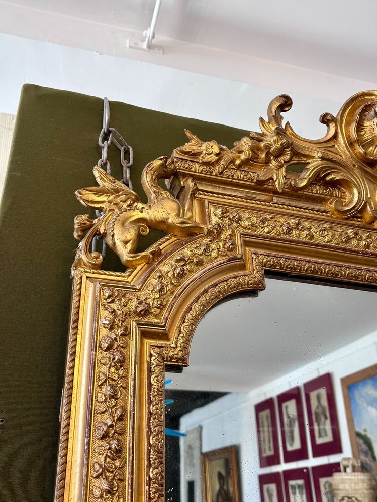 Grande specchio in legno dorato, XIX secolo