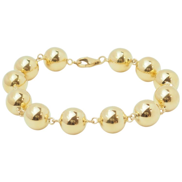Bracelet marseillais en or jaune 18 kt, boules 12 mm – 22,80 g 