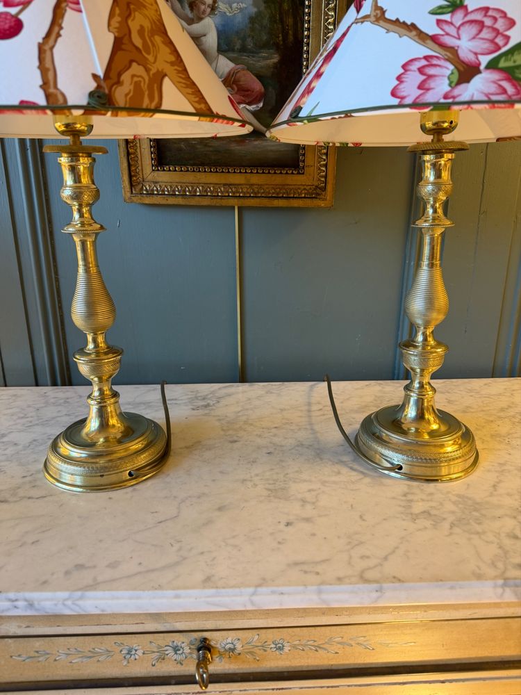 Grande paire de lampes en bronze XIXème, Hauteur 52 cm