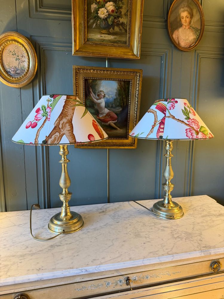 Grande paire de lampes en bronze XIXème, Hauteur 52 cm