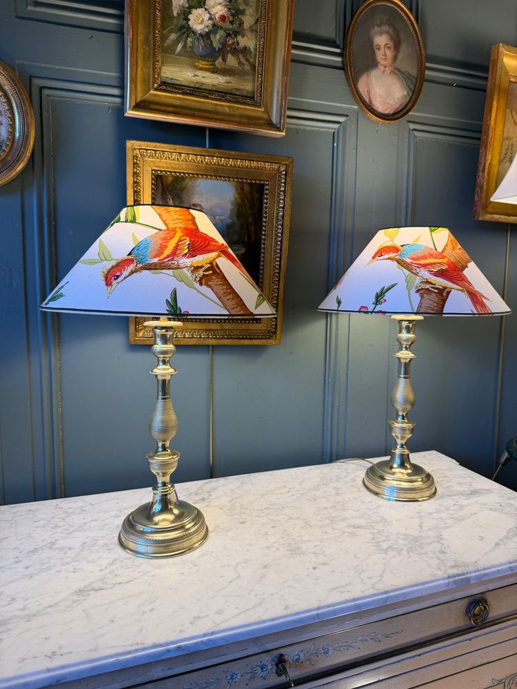 Grande paire de lampes en bronze XIXème, Hauteur 52 cm