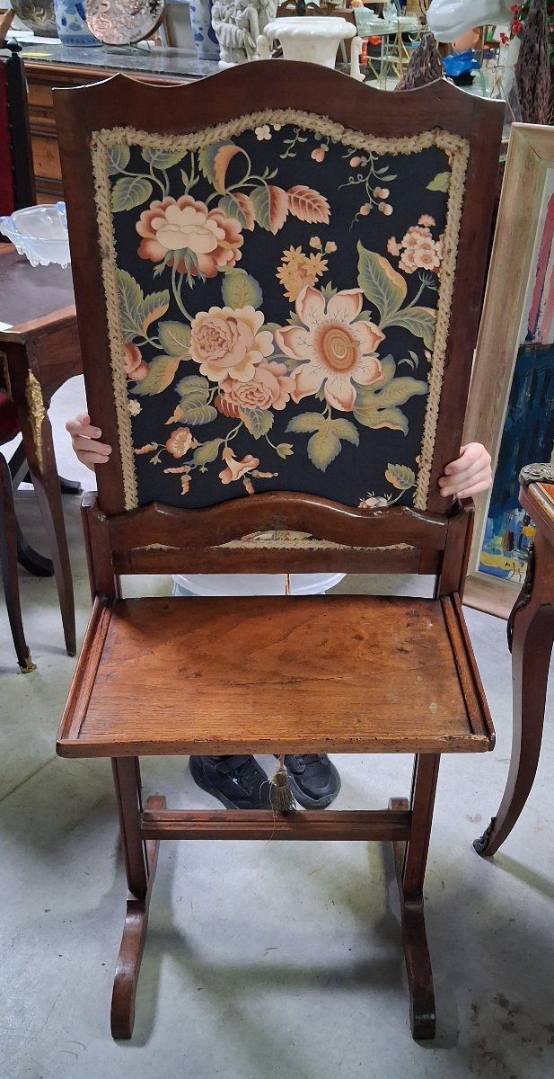 Parascintille per camino Napoleone III con ripiano discreto in mogano
